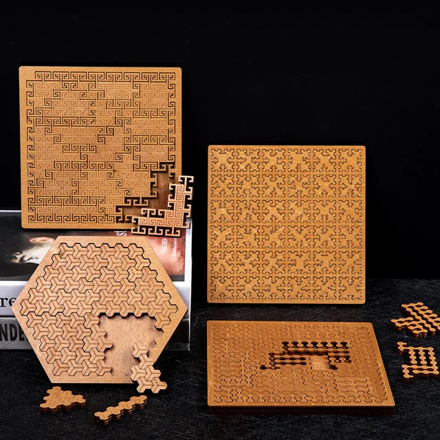 Niemożliwe drewniane puzzle IQ Puzzle dla dorosłych Niemożliwe puzzle Układanki Zabawka dla mózgu Dziesięć poziomów Trudność Tangram Gry planszowe