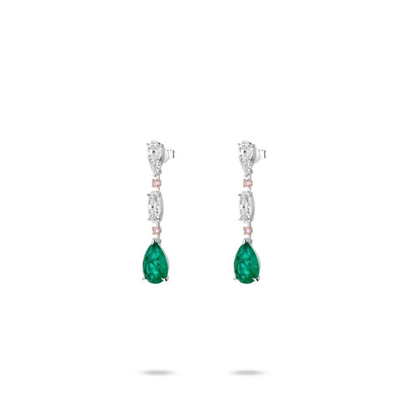 BELLUX 925 Silver Synthetic Zircon Emerald Earrings Dream Seeking Green Water Drop Long Pendant Fashion Earrings