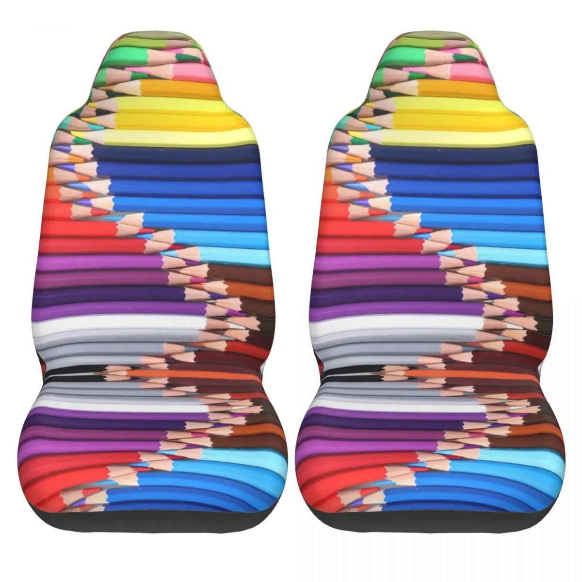 Color Pencil Through Colorful Lover Car Seat Cover Custom Printing Universal Front Protector Accessories Cushion Set