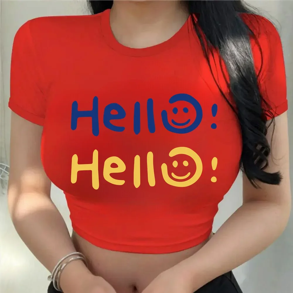 Streetwear Crop Top Y2k Cute letter T Shirt Women Shirt Harajuku Ulzzang T-shirt Graphic Tshirt Top Tee Female