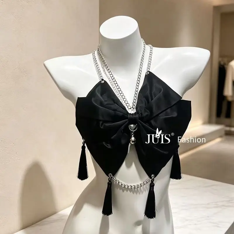 Original Bow Tassel New Chinese Body Chain, Bell Halter Chest Harness, Spicy Girl Waist Chain, Sexy Club Body Jewelry Accessory