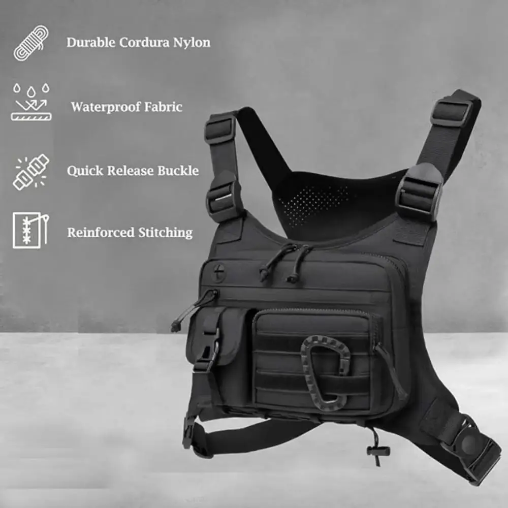 Adjustable Sports Vest Bag Water Resistant Multi-functional Outdoor Chest Bag Oxford Cloth Lightweight