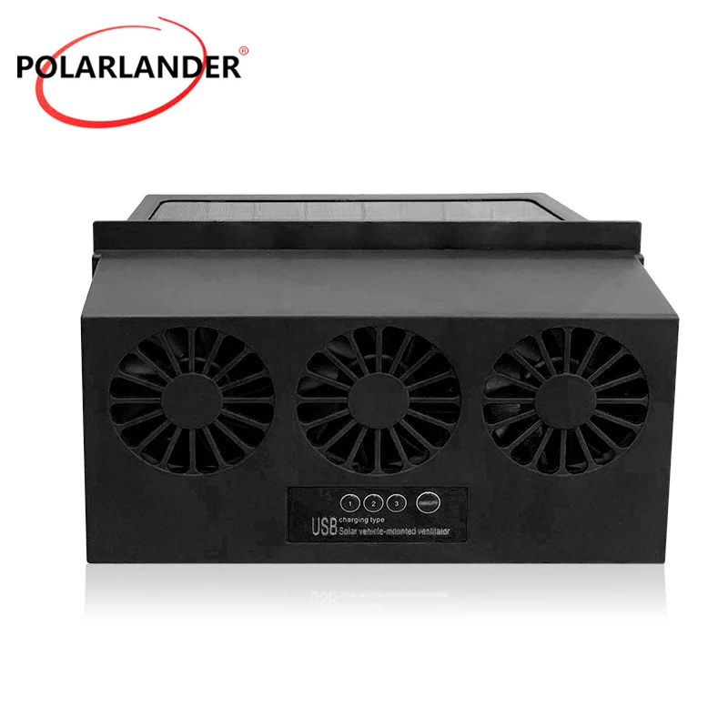 Car Exhaust Fan Three-Head Solar Accessories Solar Vehicle Exhaust Fan USB Battery-Free Black ABS 5V