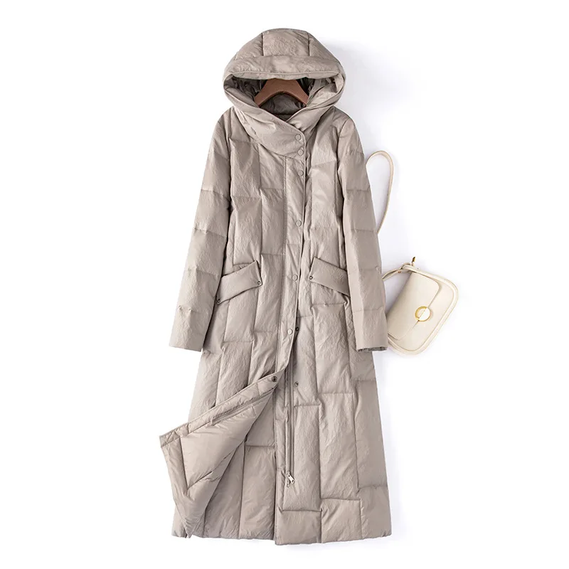 Neue Frauen Leder Unten Mantel Mode Mit Kapuze Lange Hülse Lose Dicken Mantel Casual Warme Daunen Mantel Split Leder