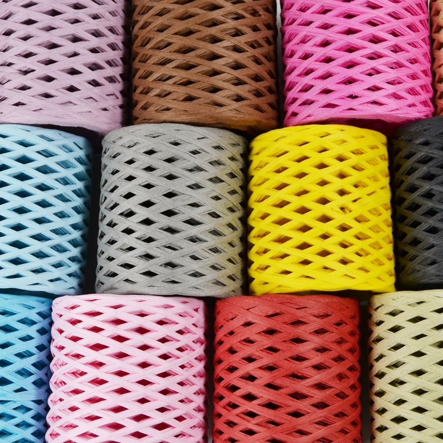 200M Raffia Paper Straw Rope Environmentally Friendly Yarn Handmade Knitting Packaging Belt Rope Crocheting Summer Hat Bags
