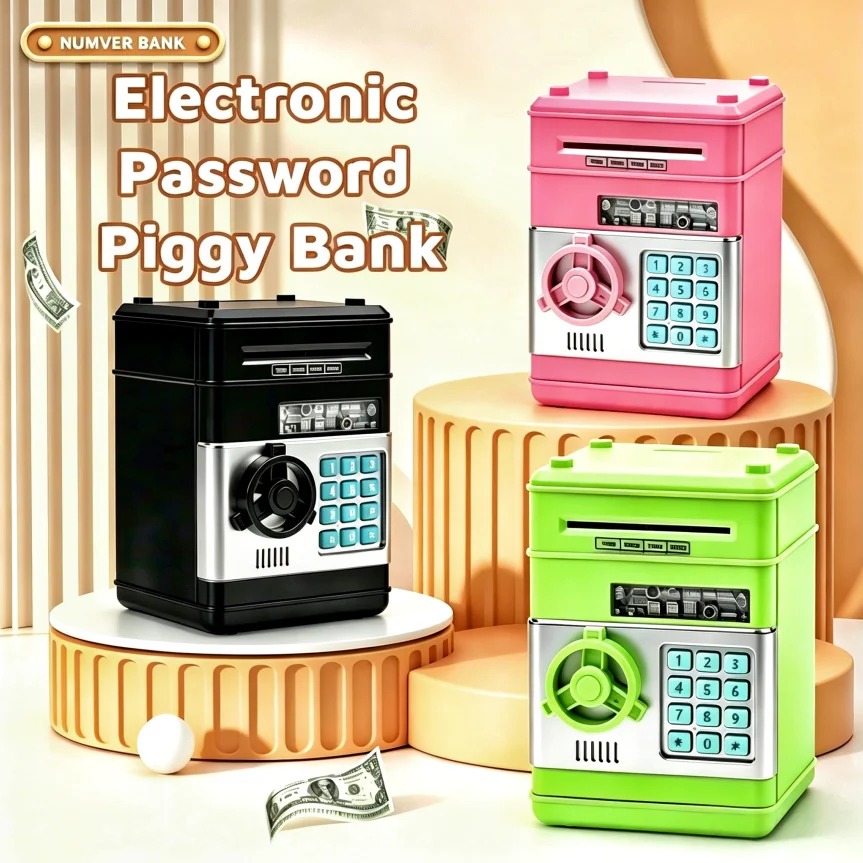 Children's Electronic Password Savings Box Automatic Money Roller ATM Coin Box Toy for Boys And Girls Birthday Halloween Christm