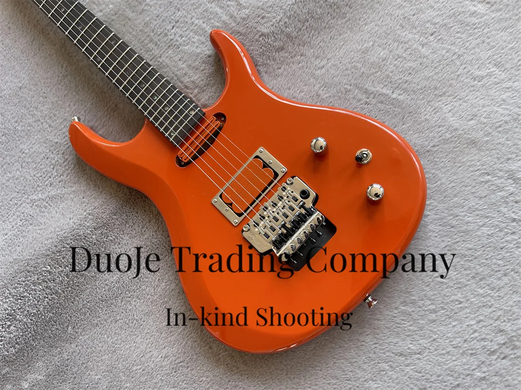 Orange red guitar basswood body Maple neck Rose wood fingerboard tremolo bridge Orange pickup chrome hardware