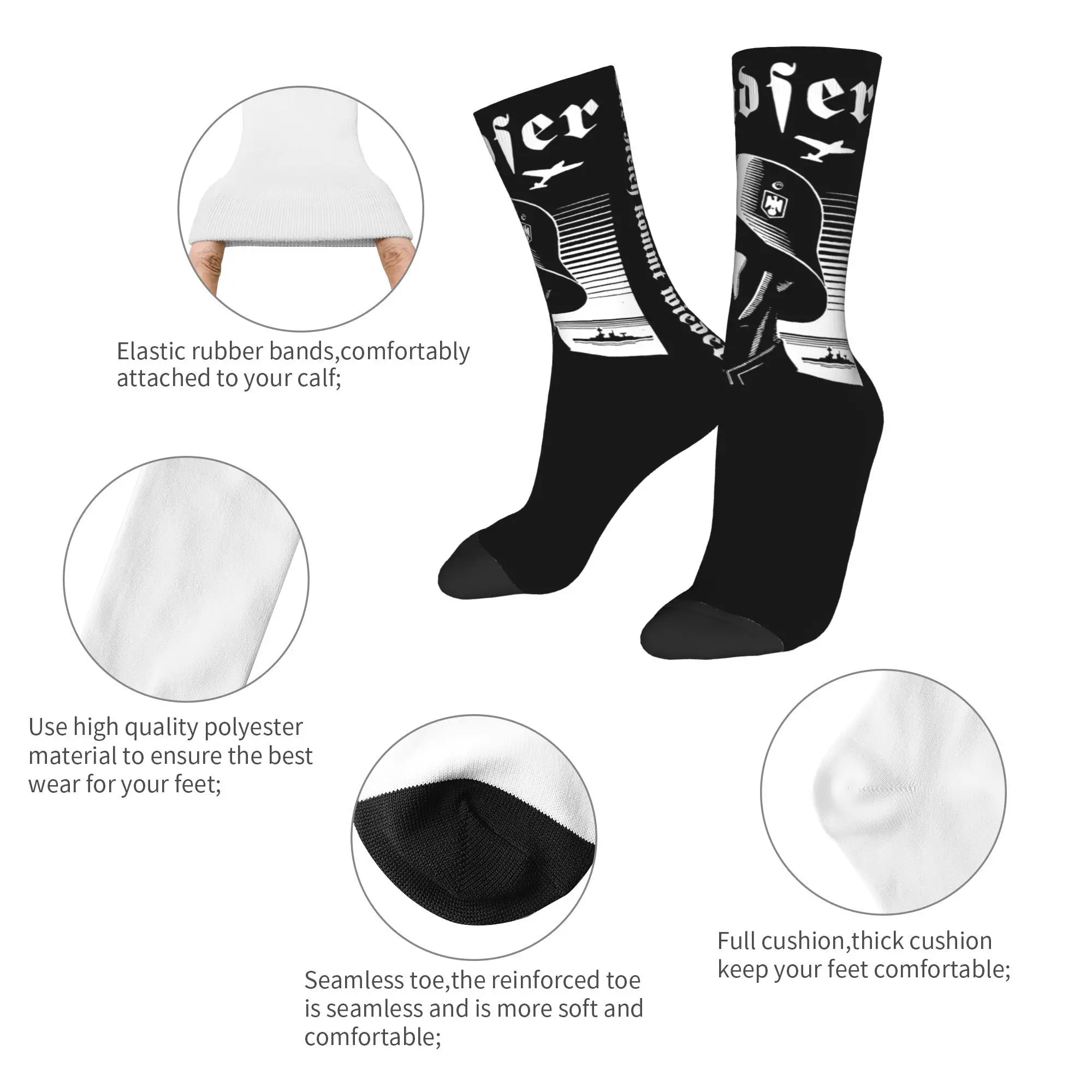 Fashion Unisex Crew Socks Das Reich Kommt Wieder Merch Soft Landser Rock Band Non-slip Socks