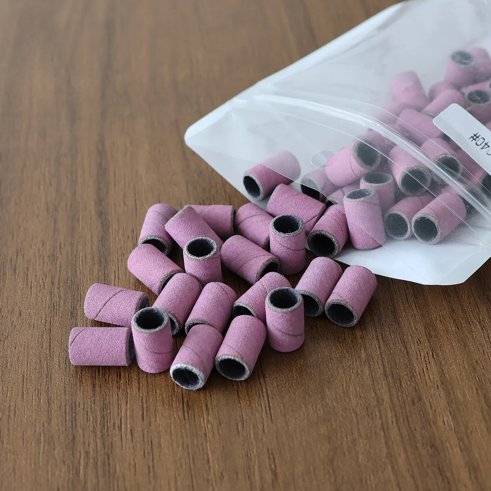 HYTOOS 50Pcs/Bag Pink Sanding Bands Without  Mandrel Electric Nail Drill Bit Accessories Gel Removal Nails Care Polishing Tool