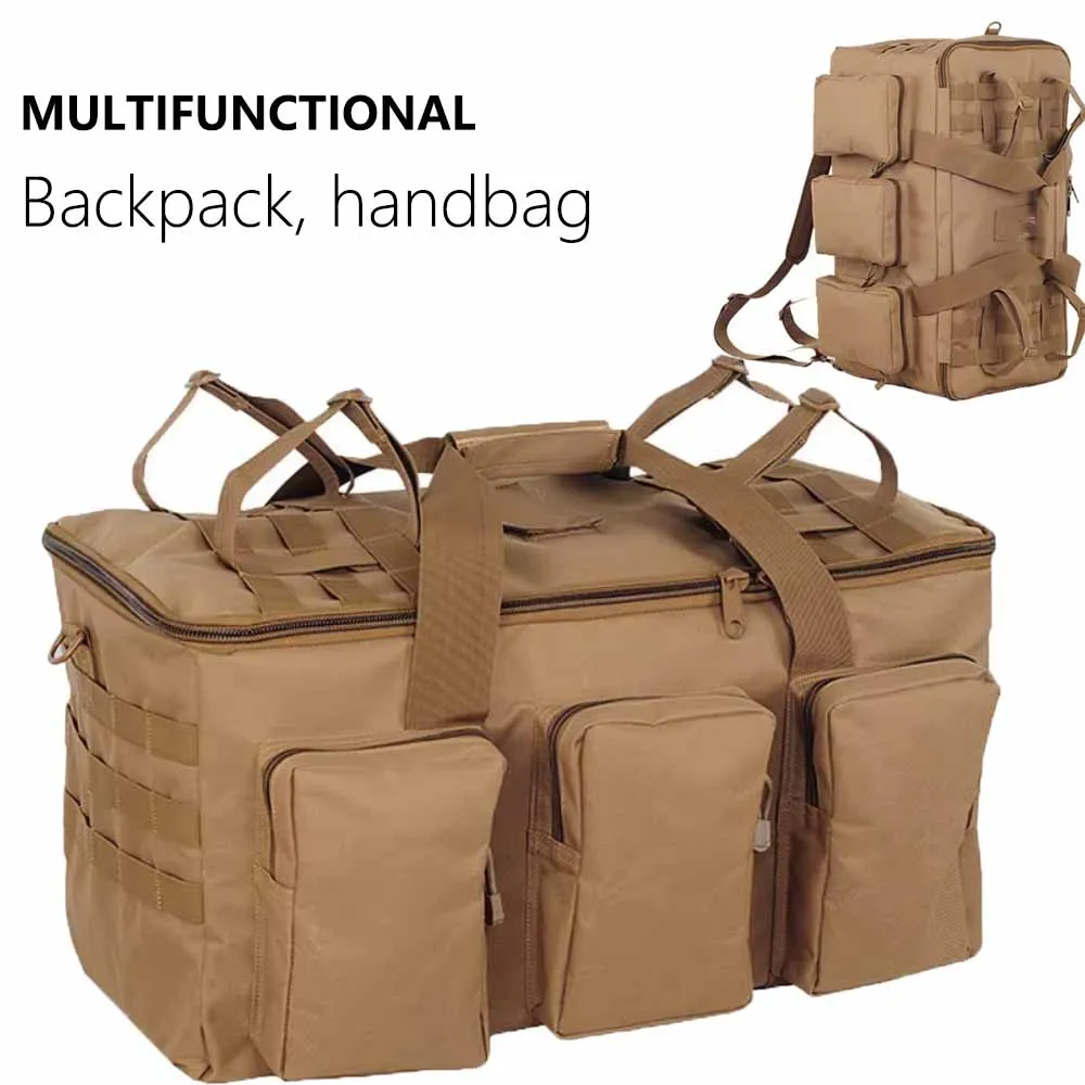 

55L Luggage Duffel Bag Camping Backpack Tactical Large Bags Men's Hiking Travel Mountaineering Trip Utility Gym Weekend Duffle