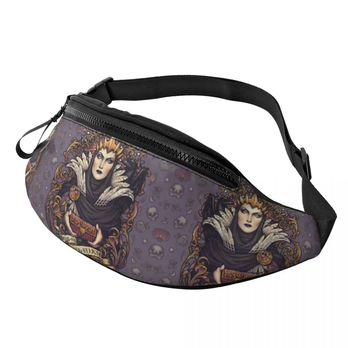 

Custom Bring Me Her Heart Fanny Pack for Women Men Evil Queen Witchy Crossbody Waist Bag Cycling Camping Phone Money Pouch
