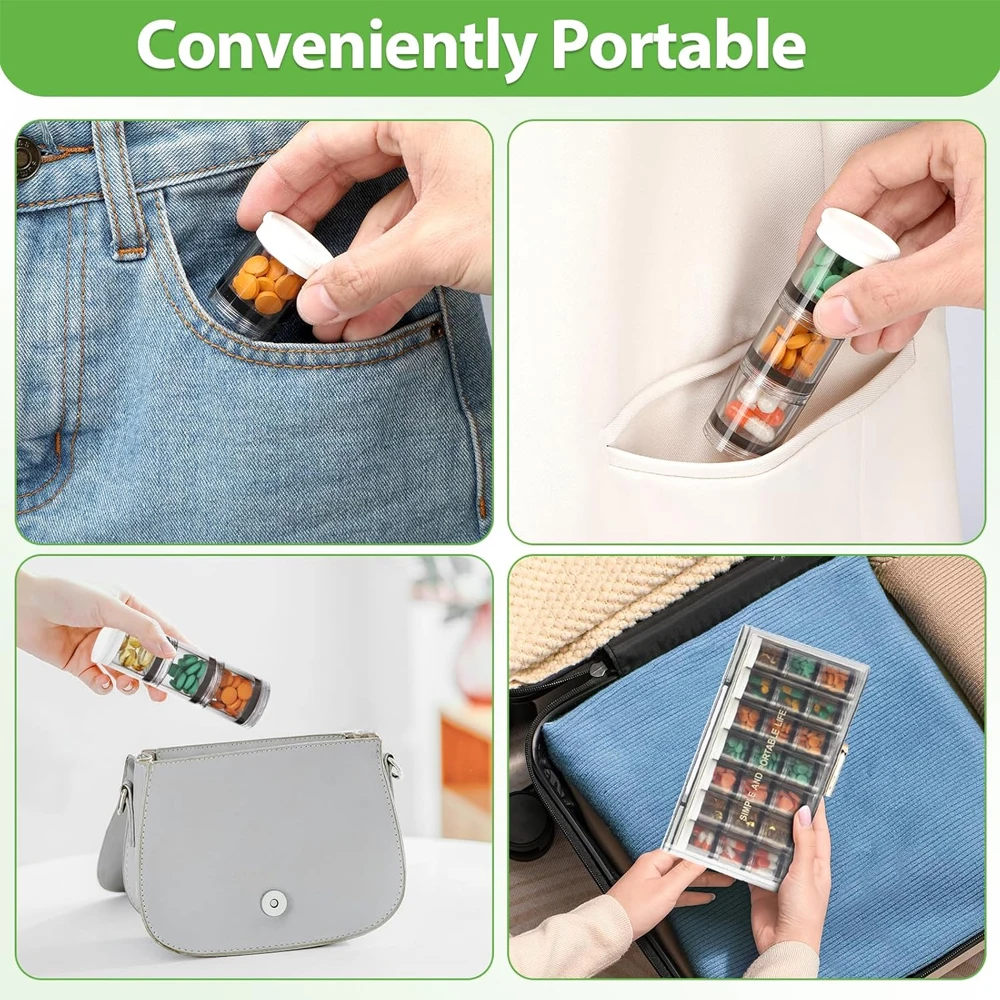 1 قطعة منظم حبوب الدواء 3 مرات في اليوم ، حاوية علب حبوب الدواء اليومية مع 21 حجرة ، علبة طبية أسبوعية كبيرة 7 أيام ، للفيتامينات #5