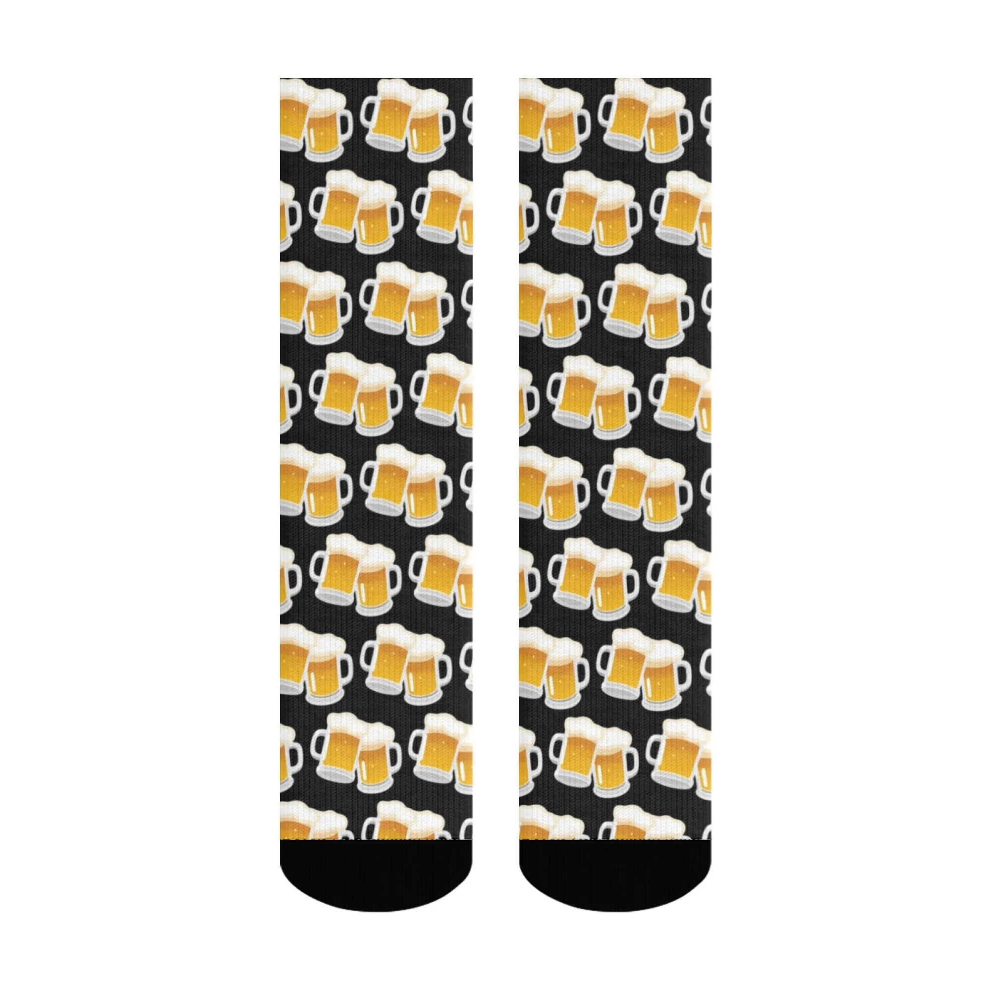 1 Pair Men's Fashionable Black Beer Cartoon Crew Socks Soft Warm Breathable Casual & Dress Socks for Parties Casual Attire view 3