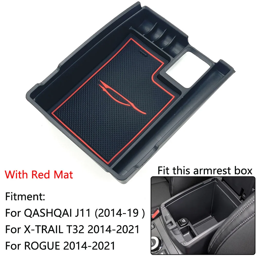 Central Console Armrest Box Secondary Multifunction Storage Box Phone Holders Tray Accessory for Nissan Qashqai J11 2014 - 2019