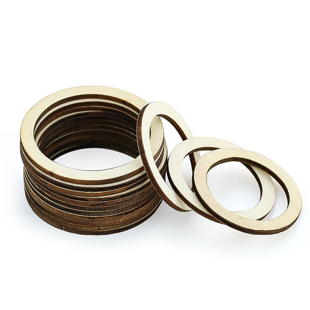 50pcs Wooden Ring DIY Jewelry Accessories Annulus Handicraft Making Home Decor Crafts Holiday Party Hanging Circular Wood Chip