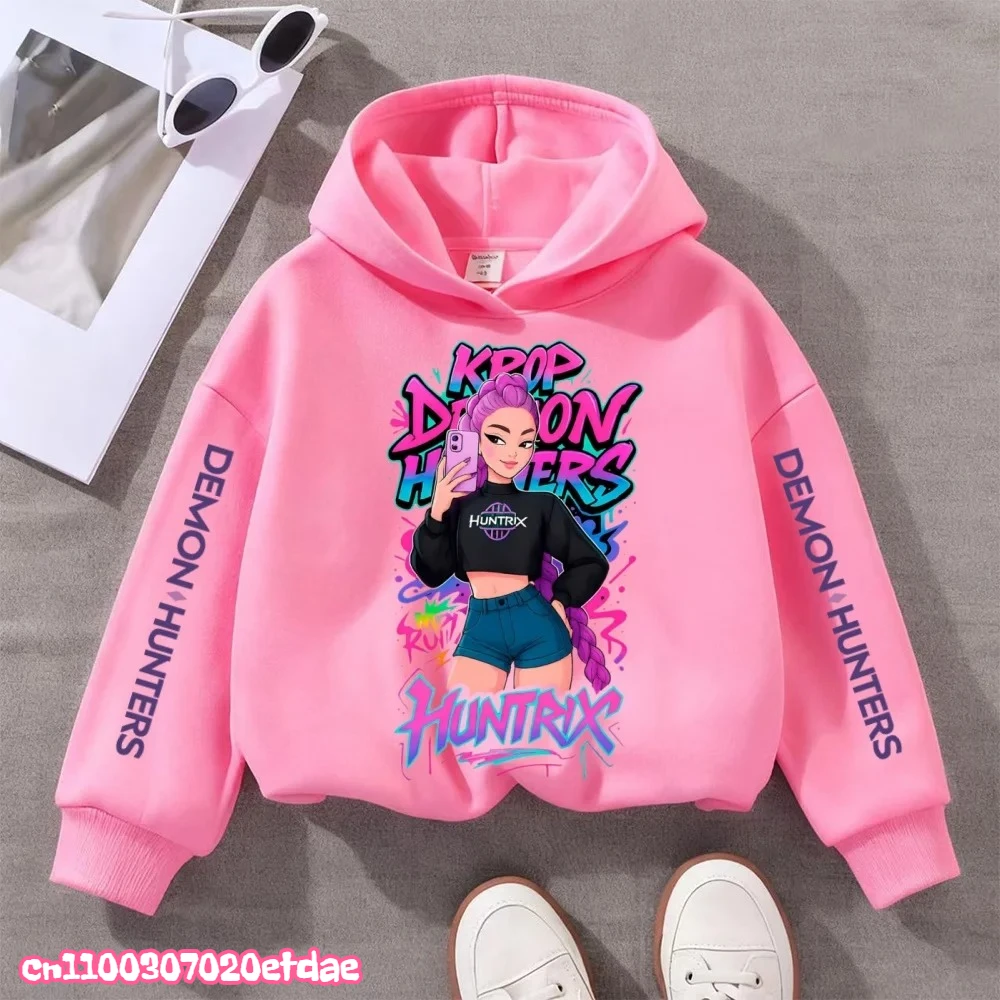 2025 فيلم KPop شيطان الصيادين الكرتون الفتيات الفتيان هوديس الأطفال الكورية موجة طباعة موضة بلايز عادية ملابس الفتيات عادية