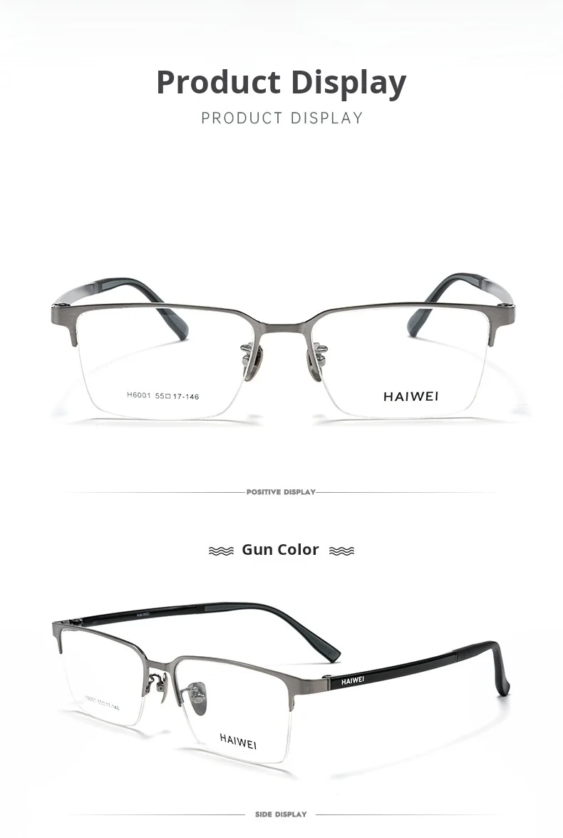 YIMARUILI Business Herren-Brille mit optischem Sehstärke und Halbrahmen, Anti-Blaulicht, photochrome multifokale quadratische Rezeptbrille – Detail 9