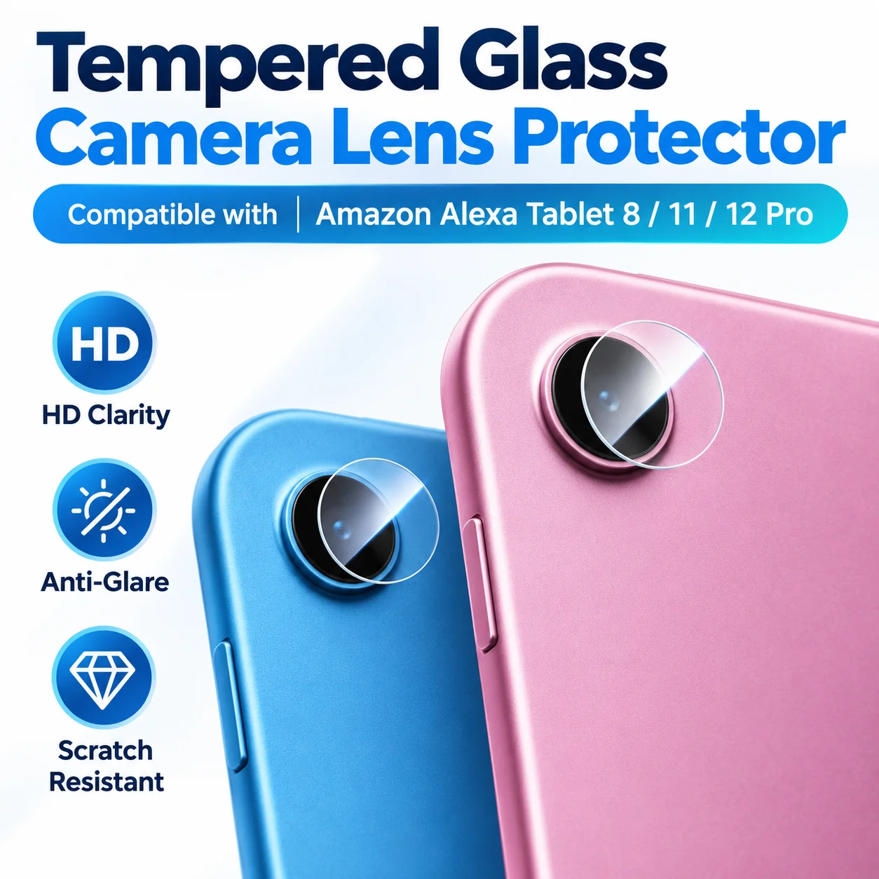 2Set Camera Lens Tempered Glass for Pad Amazon Alexa Tablet 8 / 11 /12 Pro Screen Protector Protective Glass