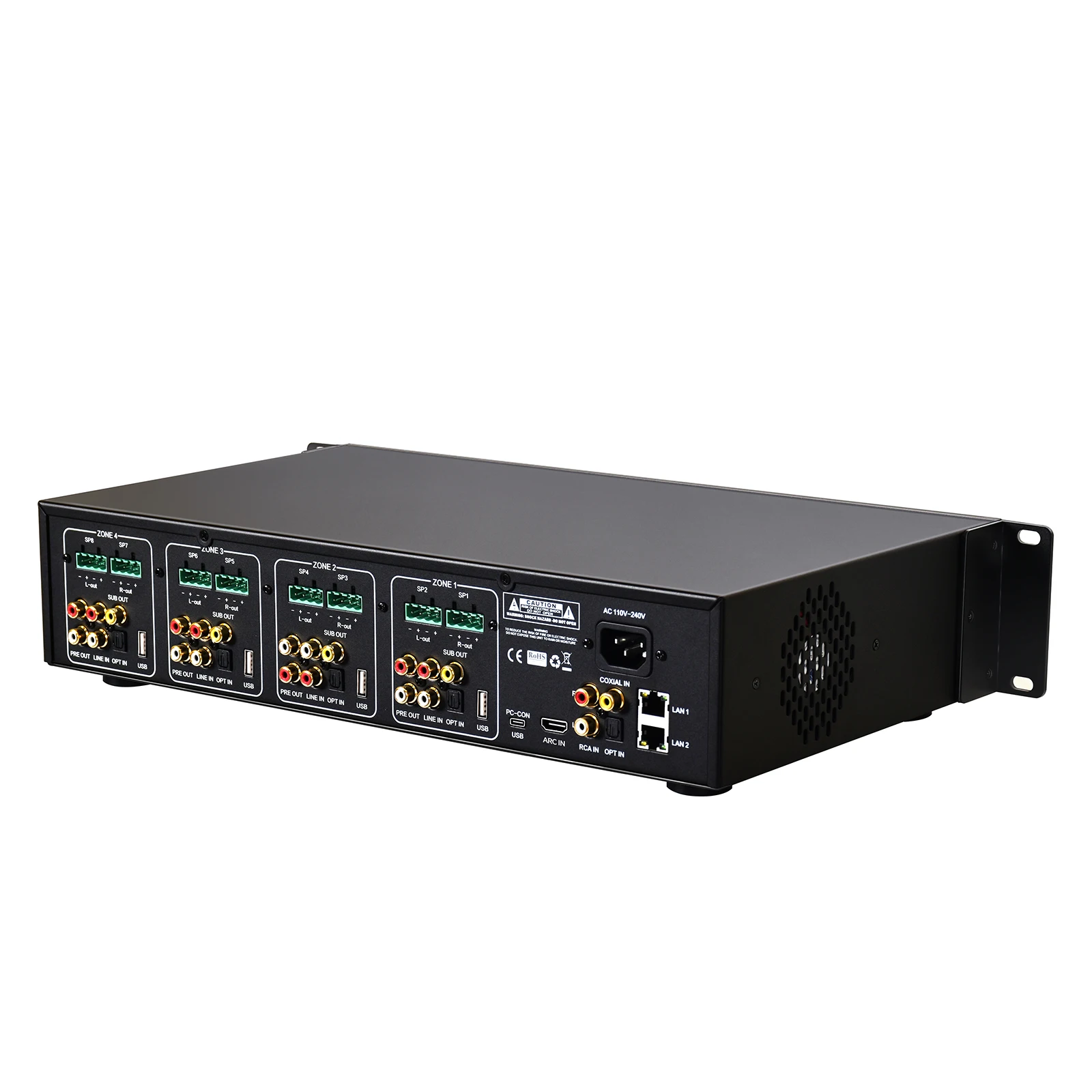 Professional 4 Zone Multiroom Audio Amplifier TPA3116D2 Chip Lan Network Streaming Support PC APP Control Sound Device