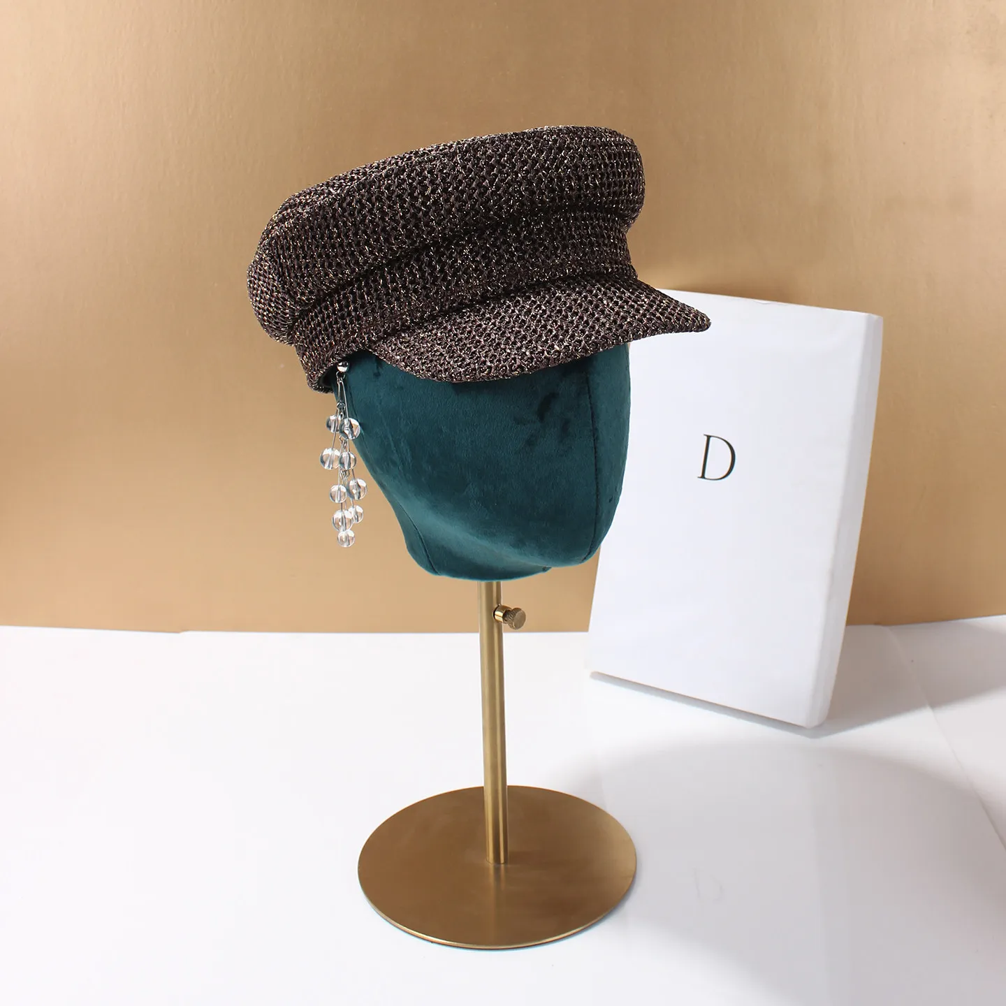 Sommerliche koreanische Stroh-Baskenmützen für Damen – Lässige Sonnenhüte mit Schirm und Sonnenschutz – Japanische Flat-Top Newsboy Caps – Detail 22