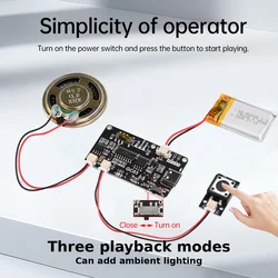 Recordable Sound Module 8M MP3 Button Control Music Voice Player Programmable Board with Speaker for DIY Greeting Card Gift