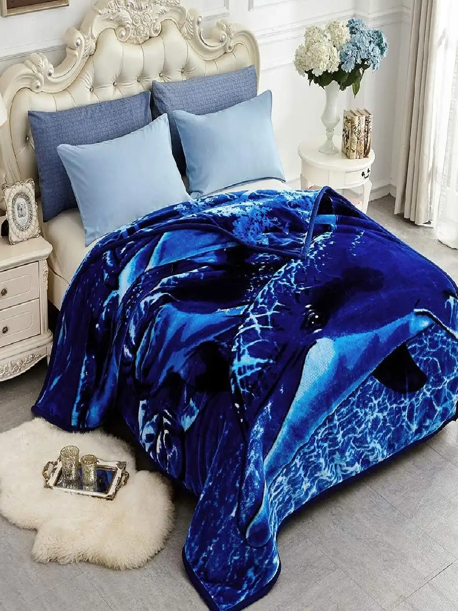 JYK Korean Faux Mink Throw Blanket x Inch Reversible Plush GSM for Cozy Winter Queen Size LionDolphin