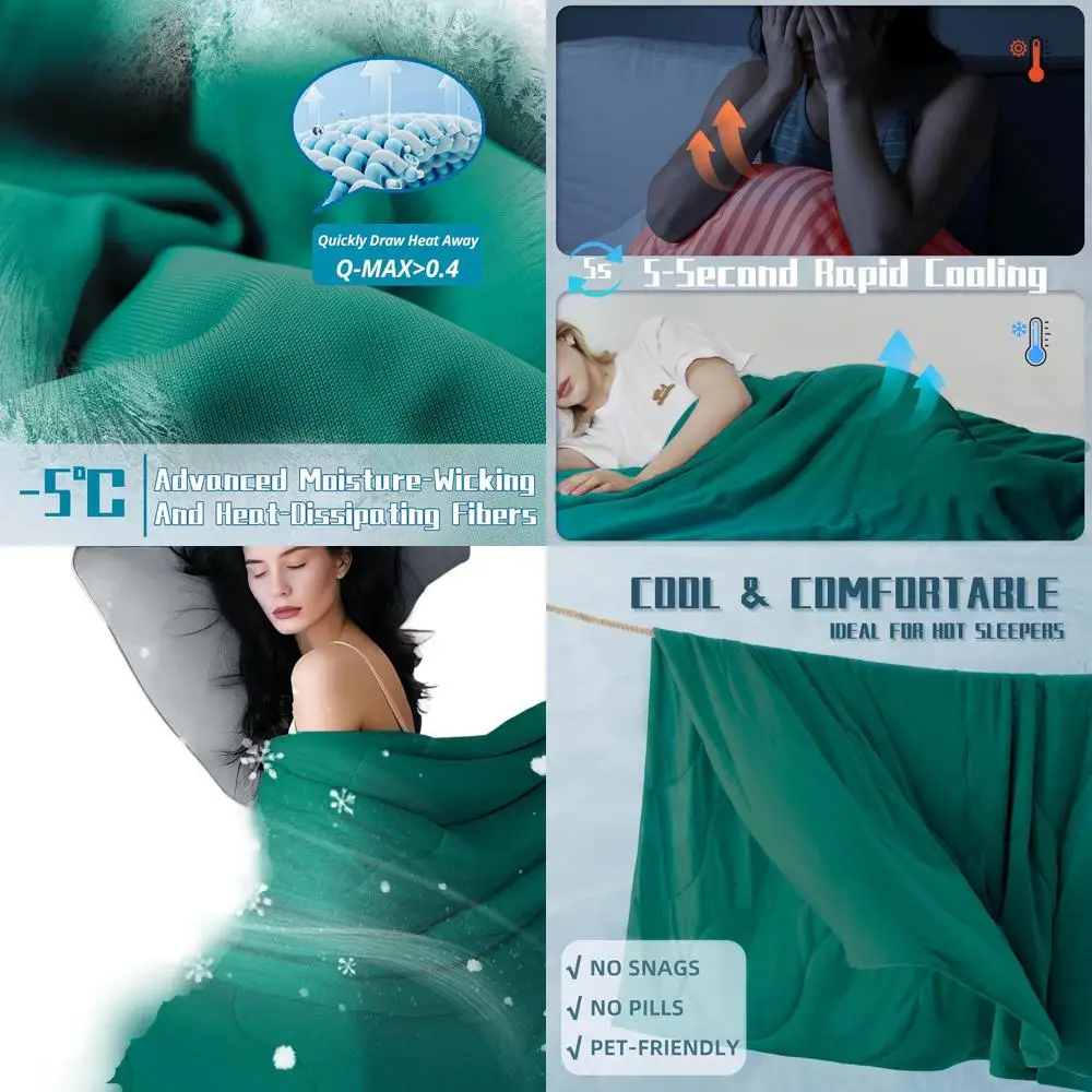 

Охлаждающее одеяло Twin Size с зеленым покрывалом, идеально для тех, кто потеет во сне, легкое дышащее летнее постельное белье, 68x90
