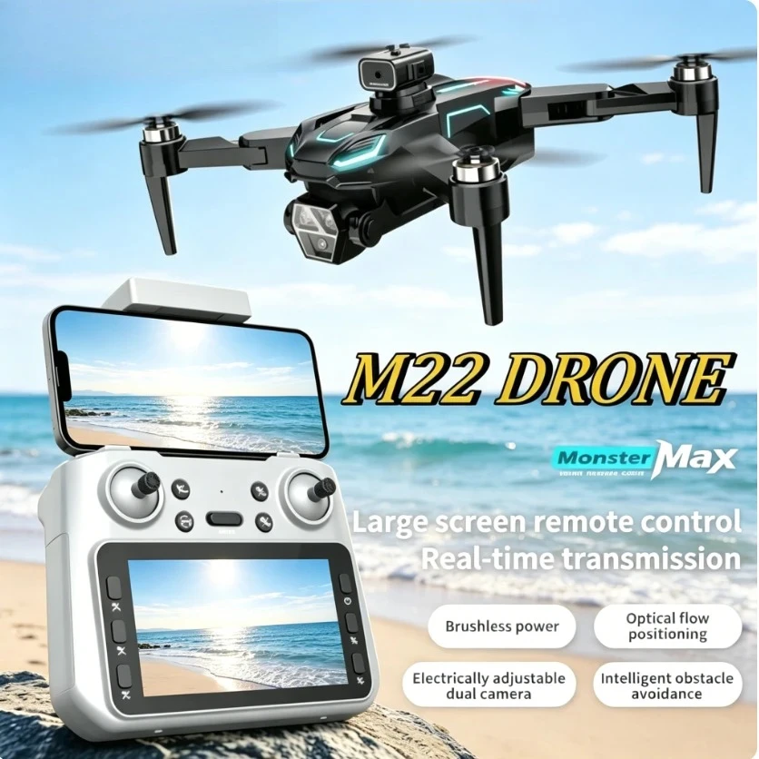 Original M22 GPS Foldable Drone 8K Dual 5G WiFi FPV Screen Controller Brushless Motor Optical Flow Long Endurance RC Quadcopter