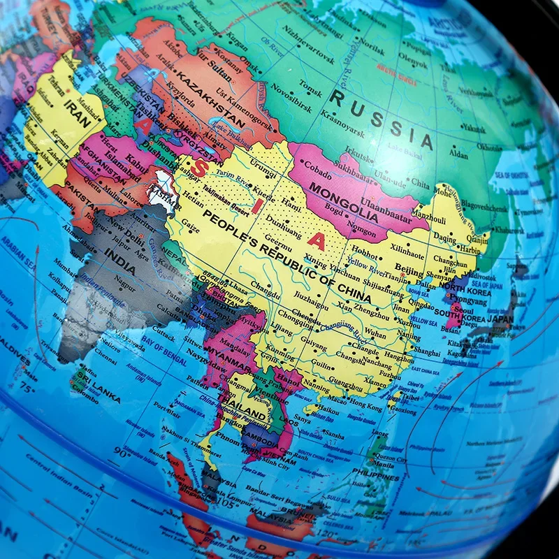 1 قطعة كرة أرضية تعليمية للتدريس، خريطة العالم الإنجليزي عالي الدقة مع 360 درجة °   الدوران، أداة تعلم الجغرافيا المكتبية القياسية