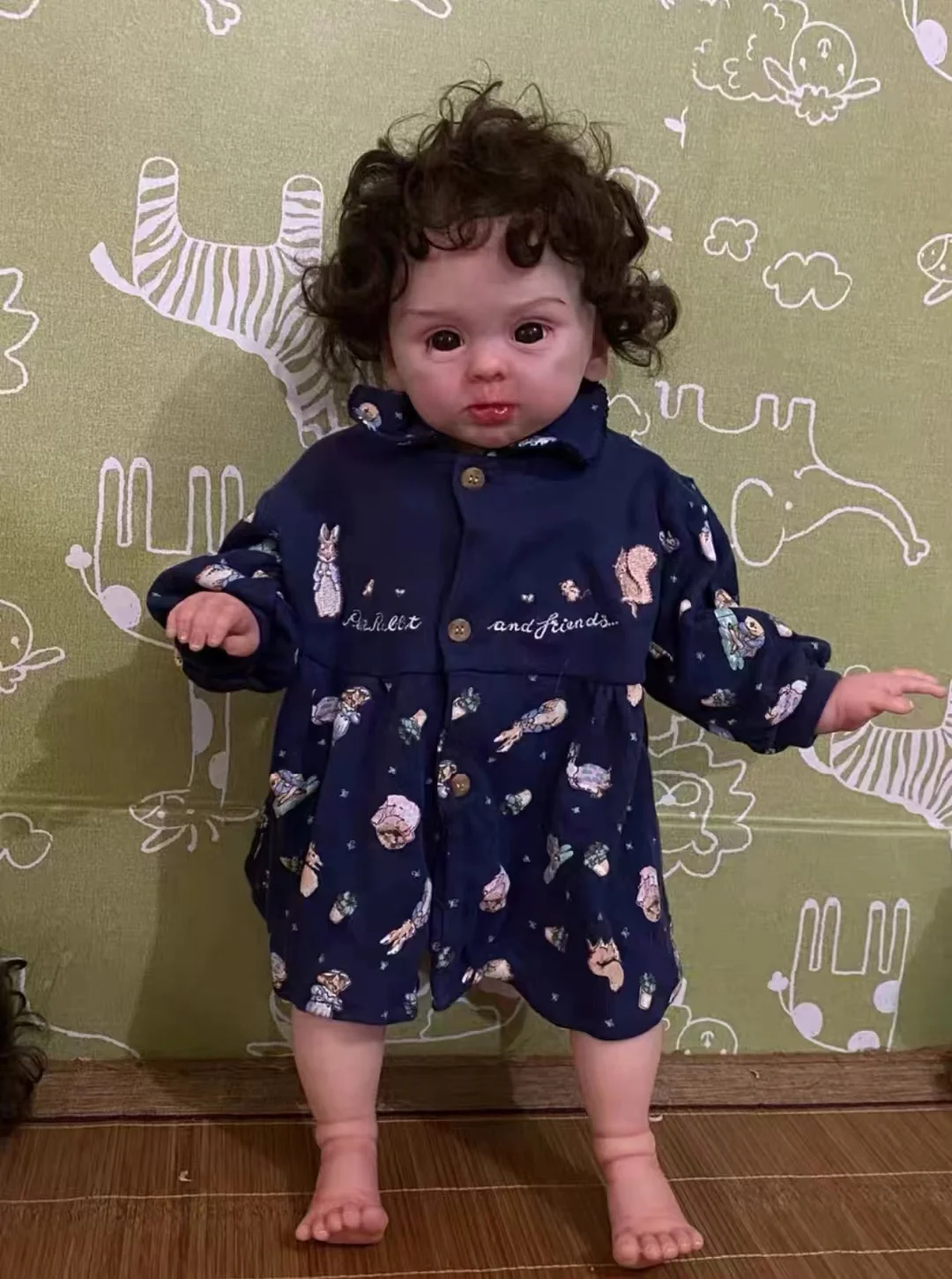 

FBBD Customized Limited Supply 24inch Reborn Baby Doll Adelaide With Hand-Rooted Curly Brown Hair Already Finished Doll Real Pic