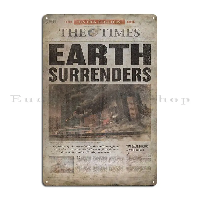 Half Life 2 Newspaper The Times Earth Surrenders Hd Metal Sign Party Wall Decor Wall Decor Garage Print Tin Sign Poster