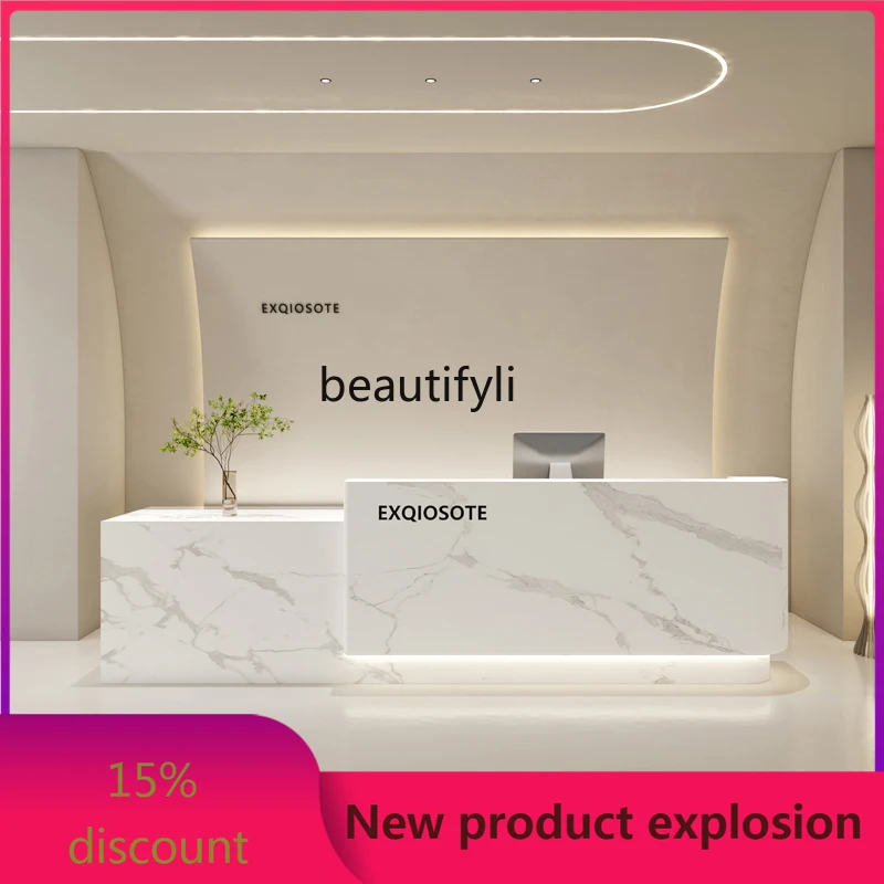 

zzGCream Style Arc Cashier Company Reception Desk Women's Clothing Store Shop Bar Counter Beauty Salon Cabinet