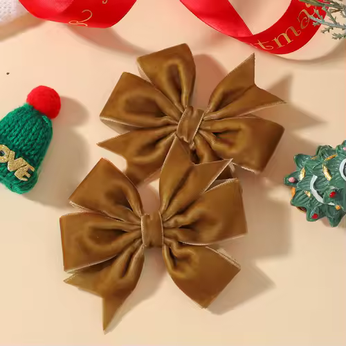 2pcs/set Handmade Velvet Bow Hair Clips for Baby Girls Vintage Christmas Red Green Bowknot Hairpins Barrette Hair Accessories - Image 14
