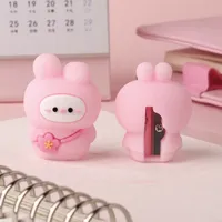 Kawaii Soft Silicone Pink Rabbit Pencil Sharpener Cute Stationery School Office Supplies Kids Gift Prizes Back to School