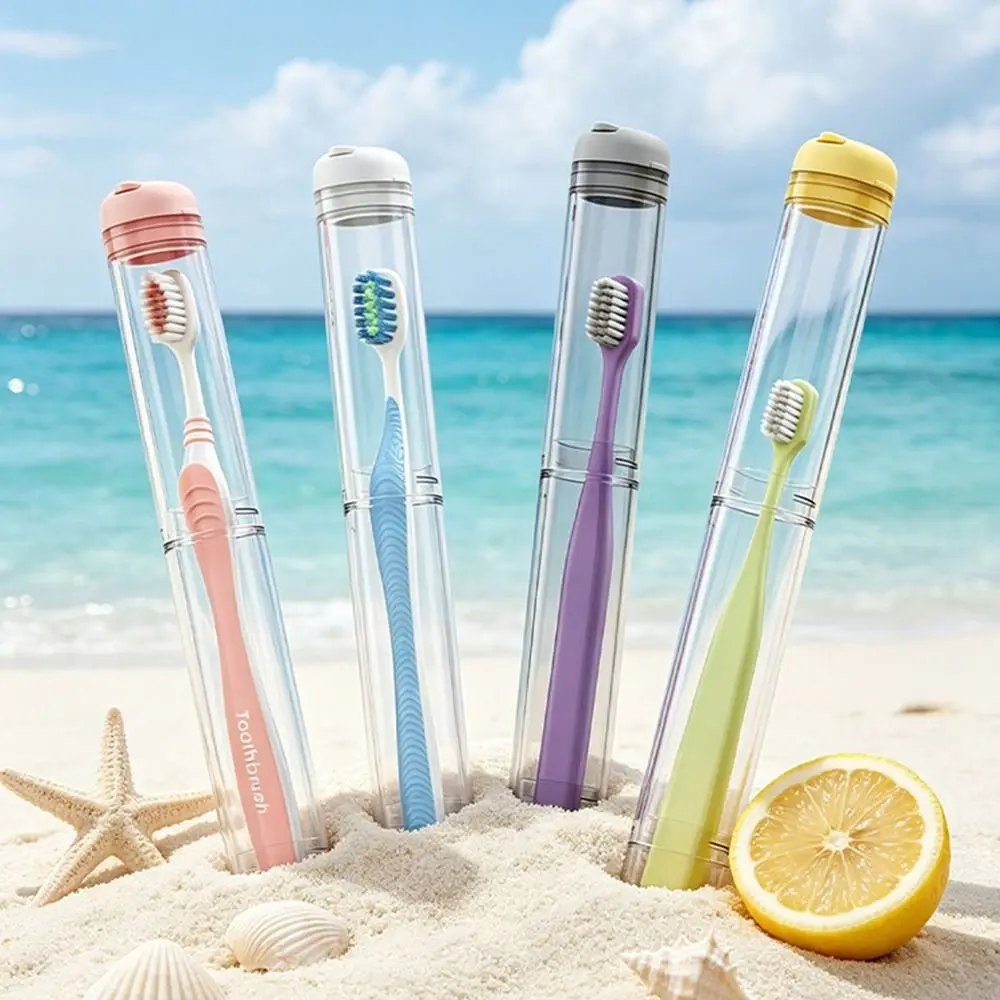 Transparent Travel Toothbrush Case Ventilation Hole Detachable Toothbrush Holder Dustproof Washable Toothbrush Storage Case