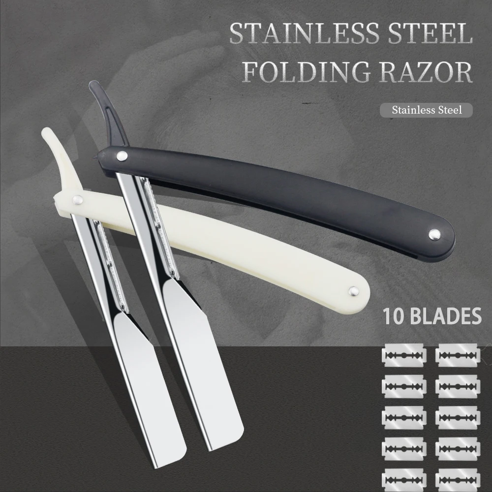 

Классический мужской держатель для бритвы, ручка из нержавеющей стали, держатель для бритвы с прямым краем, складная бритва, выдвижная бритва с лезвием