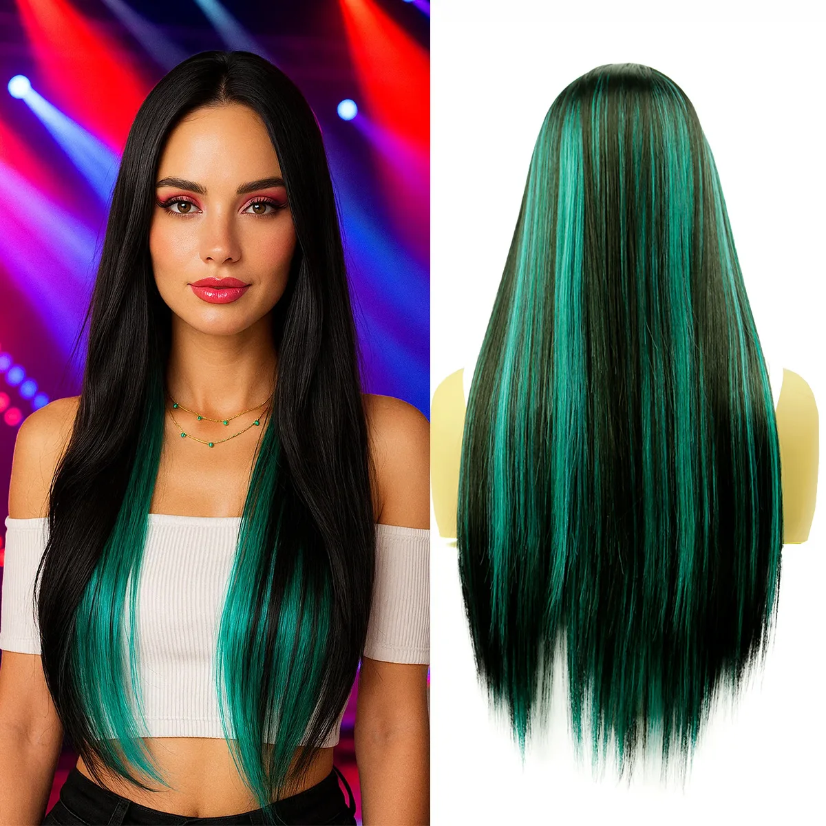 شعر مستعار طويل مستقيم للنساء ألياف مقاومة للحرارة الاصطناعية الطبقات مستقيم 613 الباروكات الملونة مع الشعر اليومي تأثيري عطلة 26"