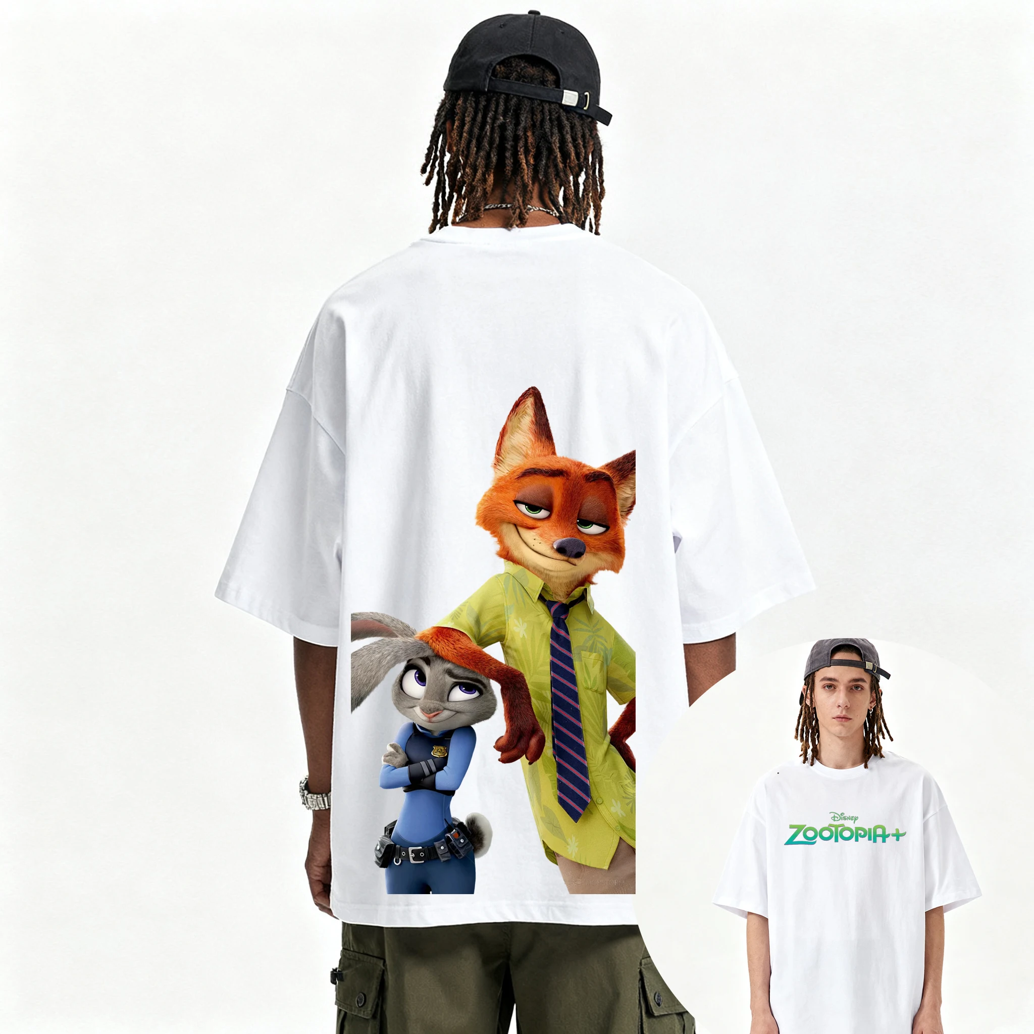 디즈니 Zootopia 만화 힙합 그래픽 티셔츠 여름 패션 스포츠 순수 코튼 남성 티셔츠 아동 의류 티 Y2k 여성