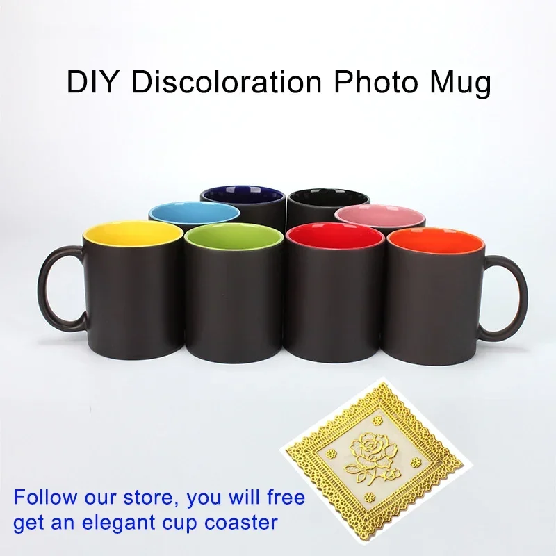 DIY Photo Black mug Magic Color Changing Mugs,custom your photo on Tea cup,unique Ceramic Coffee Cup best gift for friends