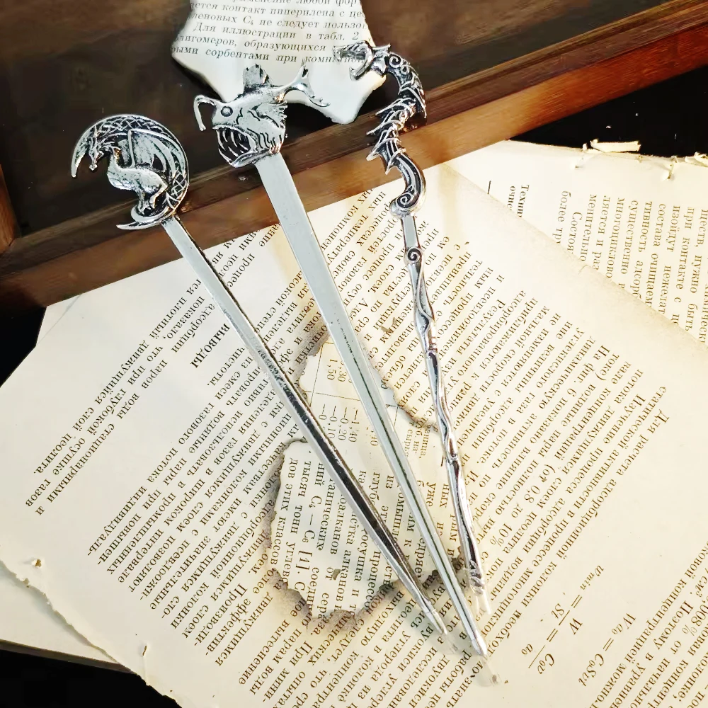 Dragon Demon Sword Hair Stick Vintage Medieval Fantasy Dragon Pattern Hairpin Gothic Cosplay Party Hairstyle Hair Accessories