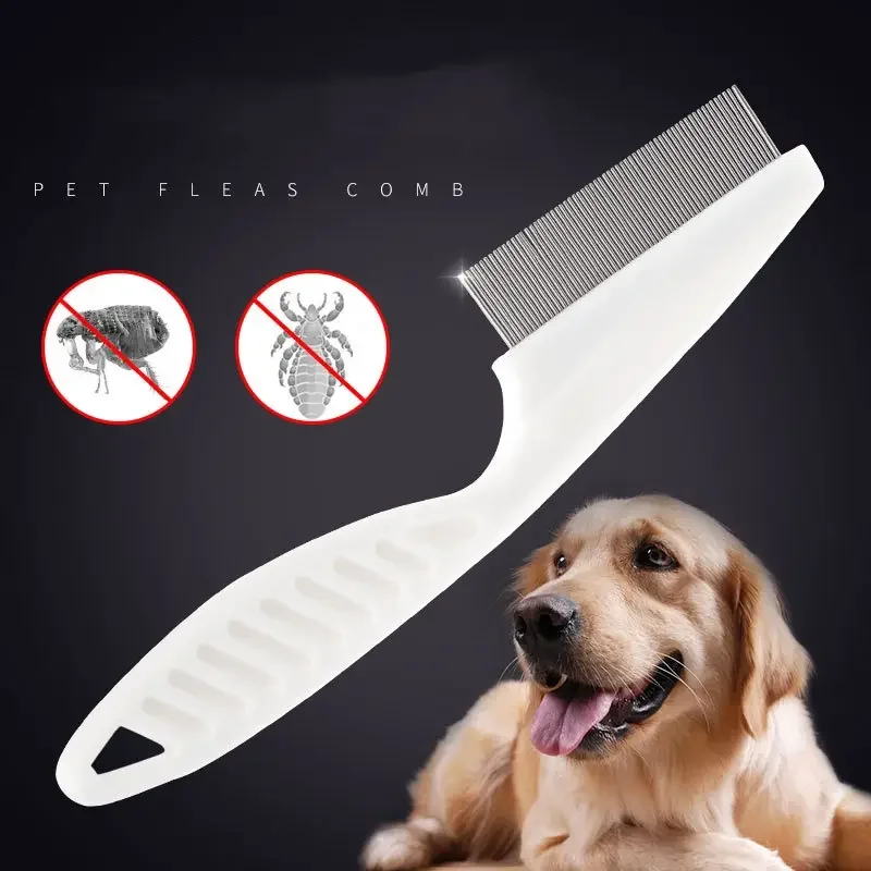 Flea Comb Dog Cat Hair Removal Brush Stainless Steel Dense Teeth Inline Comb Portable Pet Universal Grooming Cleaning Supplies