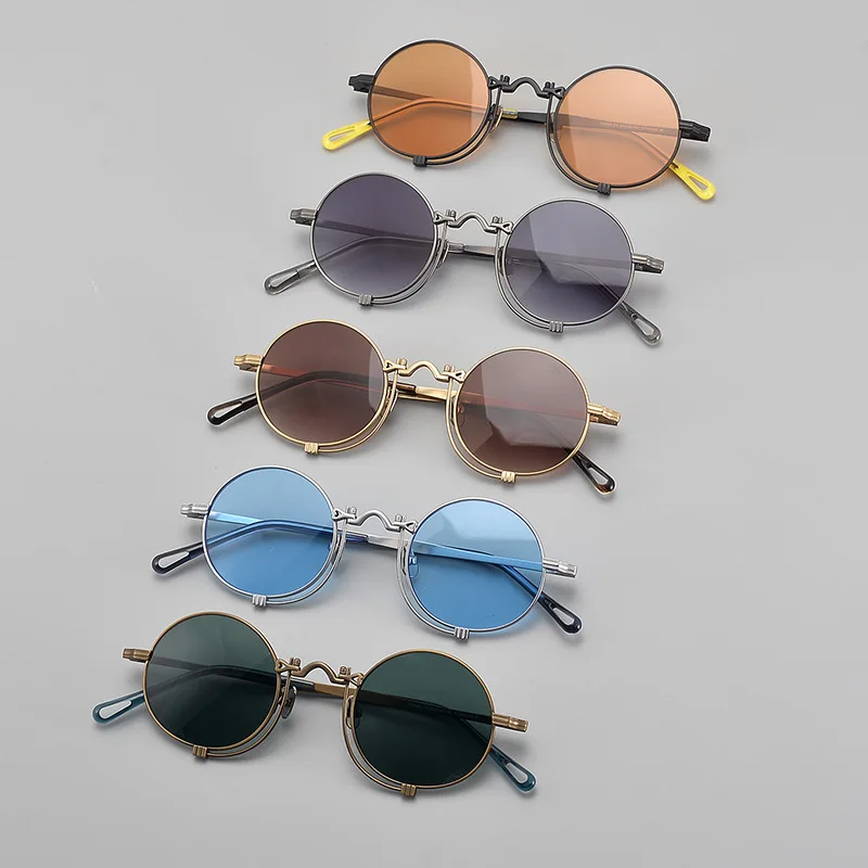 

Винтажные солнцезащитные очки в стиле хип-хоп из чистого титана с поляризацией, дизайнерские, трендовые, в стиле панк, круглые, люксовые, мужские, для активного отдыха, вождения, рыбалки, с защитой UV400