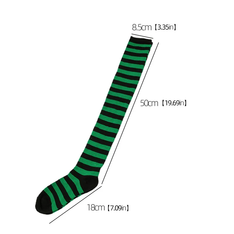 Japan Style Over 12 Years Old Christmas Cosplay Party Socks Above Knee Knit Striped Long Stockings for Big Girls Women