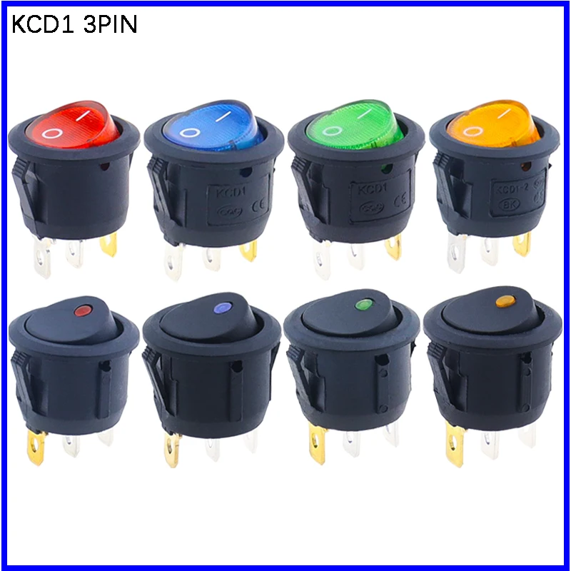 

ON/OFF Round Rocker Switch Dot Light LED illuminated Car Dashboard Dash Van 12V 220V Full Circle Switch