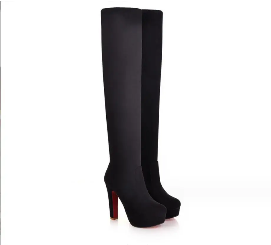 

New Fashion Female Over The Knee Boots Winter Knee High Boots Women Platform Boots High Heels Long Boots Black Shoes Large size