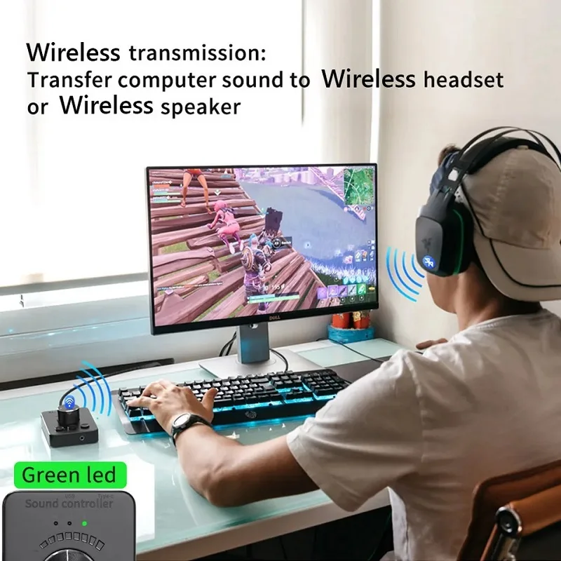 3 Modes USB Adapter External Sound Card Bluetooth Multimedia PC Speaker With Computer Audio Volume Adjust Knob Controller