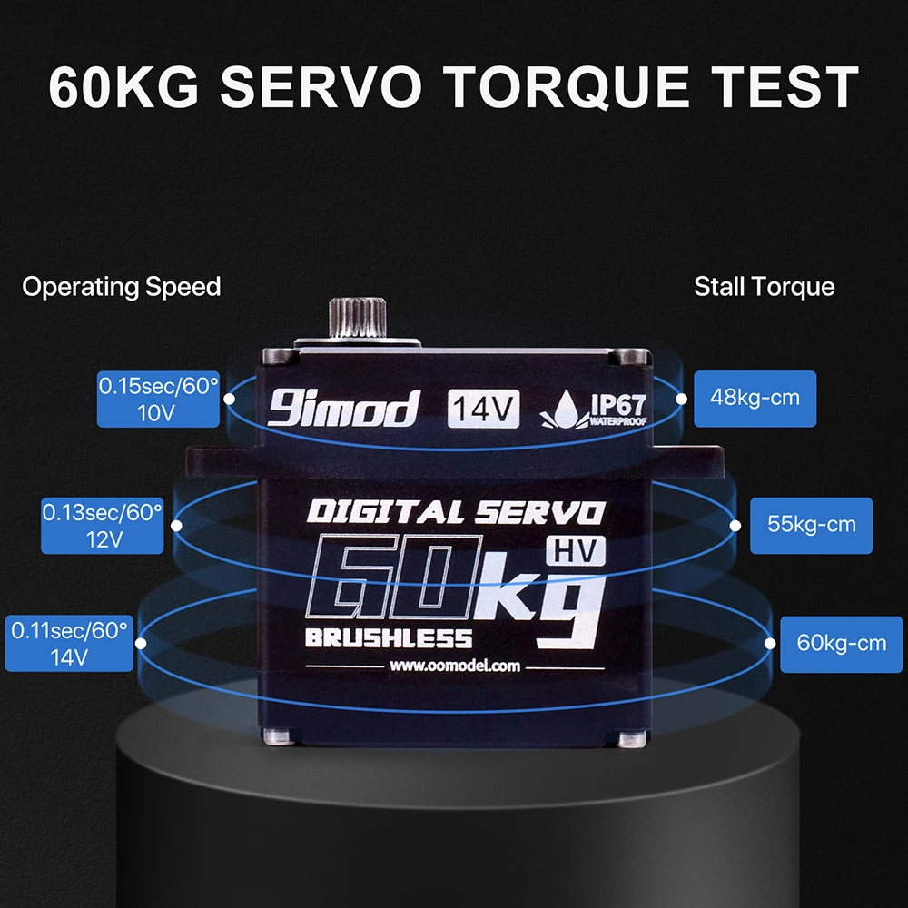 BLS-HV60MG 60KG High Torque RC Servo Motor Waterproof IP67 All Metal Gear Digital Brushless Servo for 1/8 1/10 Scale RC Crawler