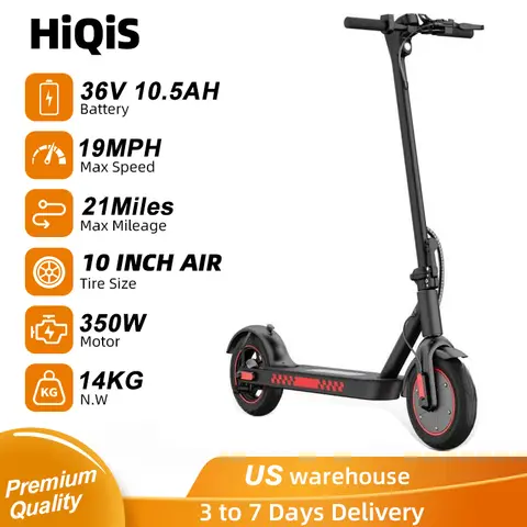 HiQiS D9 Electric Scooter 350w Motor 19MPH Max Speed 10.5ah Battery 21 Miles Mile Range 10inch Honeycomb Tire With APP E-scooter for Adult Commuting Trip