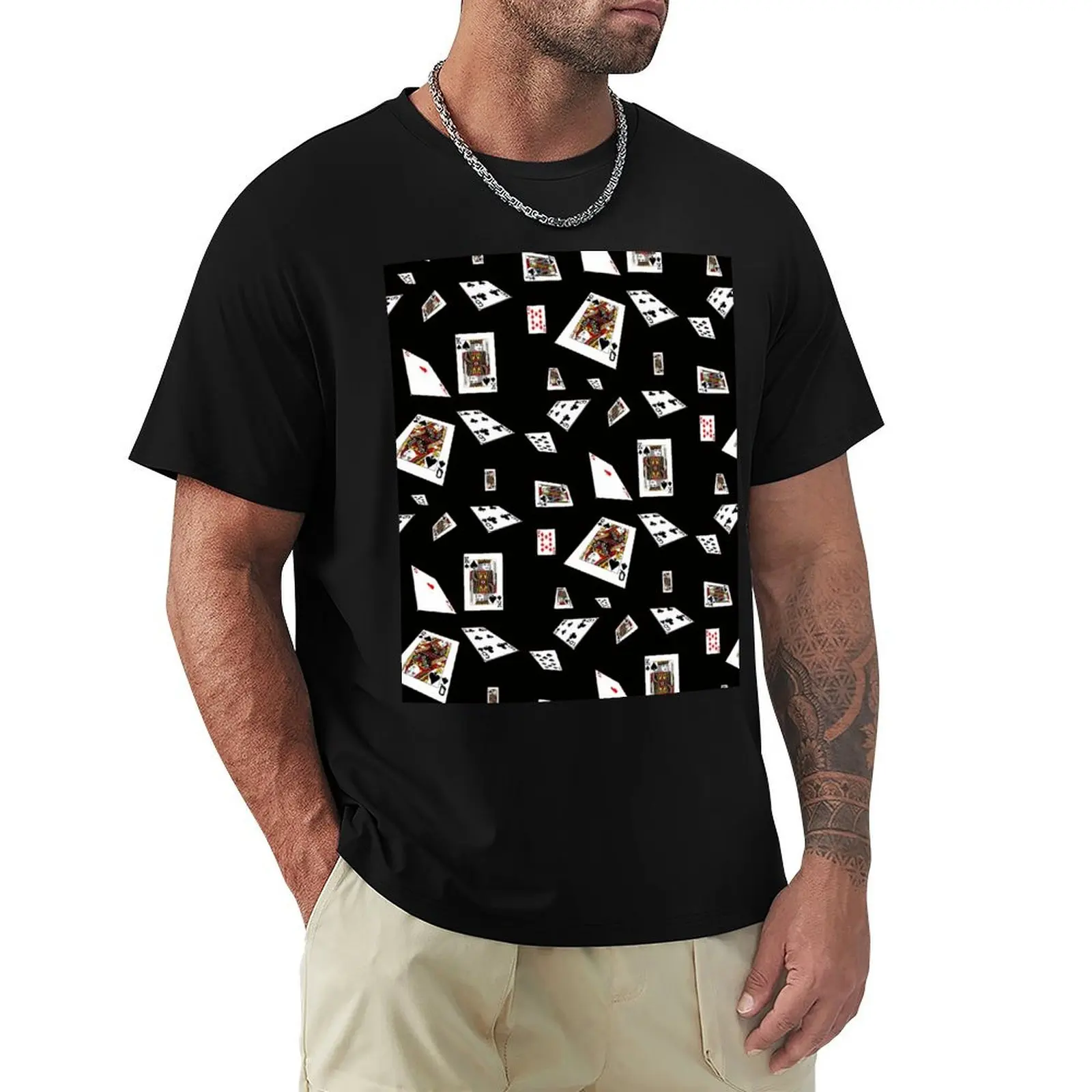 poker card, card player T-Shirt Plus Size Basic Cotton T-Shirt