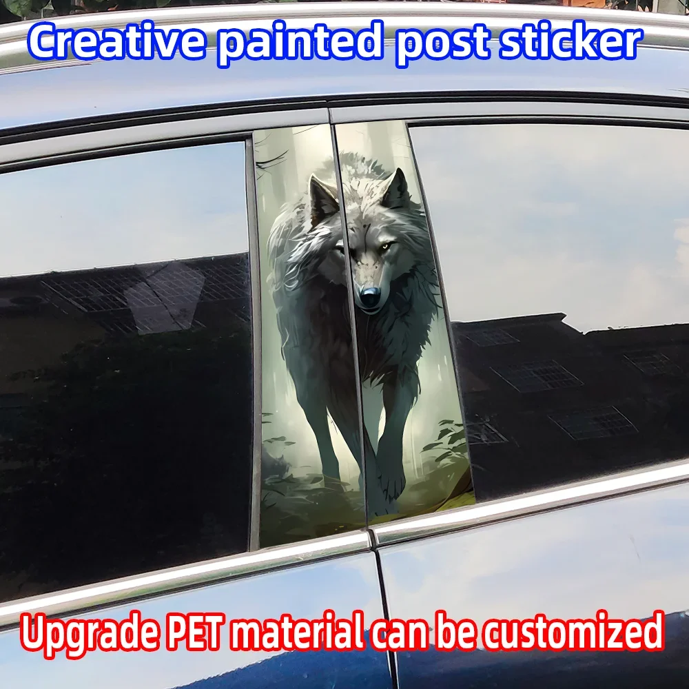 

Cool Wolf Car Stickers Auto B Pillar Waterproof Decor Cover Scratches Sunscreen Car Doors Pillar Vinyl Decals Accessories